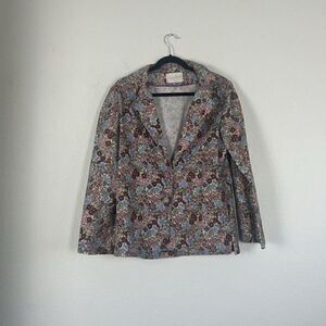 Vintage 70s Womens Custom Made By Shirli Blazer Multicolored Floral Jacket M/L